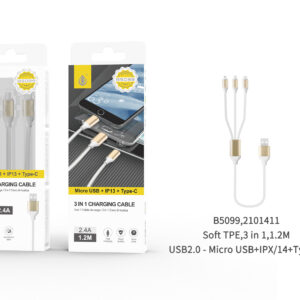3in1 Charging Cable Micro USB + Lightning + Type C 1.2m B5099